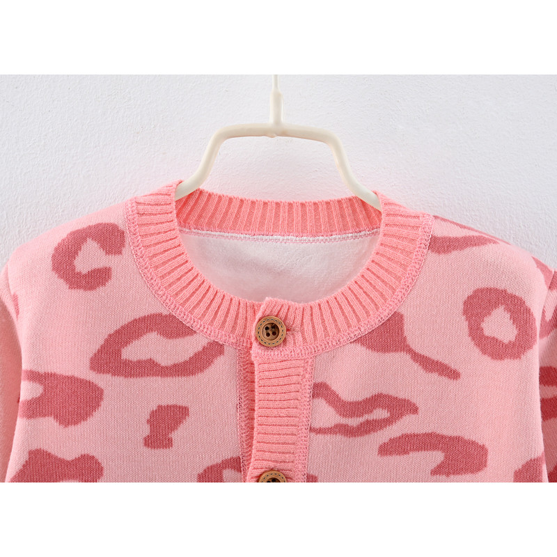 Toddler Baby Knitted Romper Girls Bodysuit Pink Leopard Print Long Sleeve Cute Autumn Baby Clothes Jumpsuit Newborn Gift