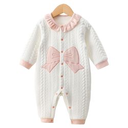 cute fall and winter baby pure cotton onesie newborn boys girls warm jumpsuit clip cotton models soft infant clothing