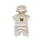 New In Summer Baby Girls Boys Short Sleeve Waffle Bear Patch Infant Newborn Jumpsuits Cotton Romper Gift Hat Ear