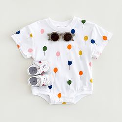 summer baby girls newborn jumpsuit balloon print short sleeved cotton infant bodysuit boys child clothing