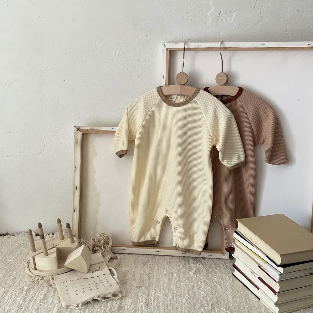 Spring Autumn Baby Boy Girl Cotton Bodysuit Romper Outfit, Long Sleeve Basic Newborn Babygrow Jumpsuit Short Feet Romper