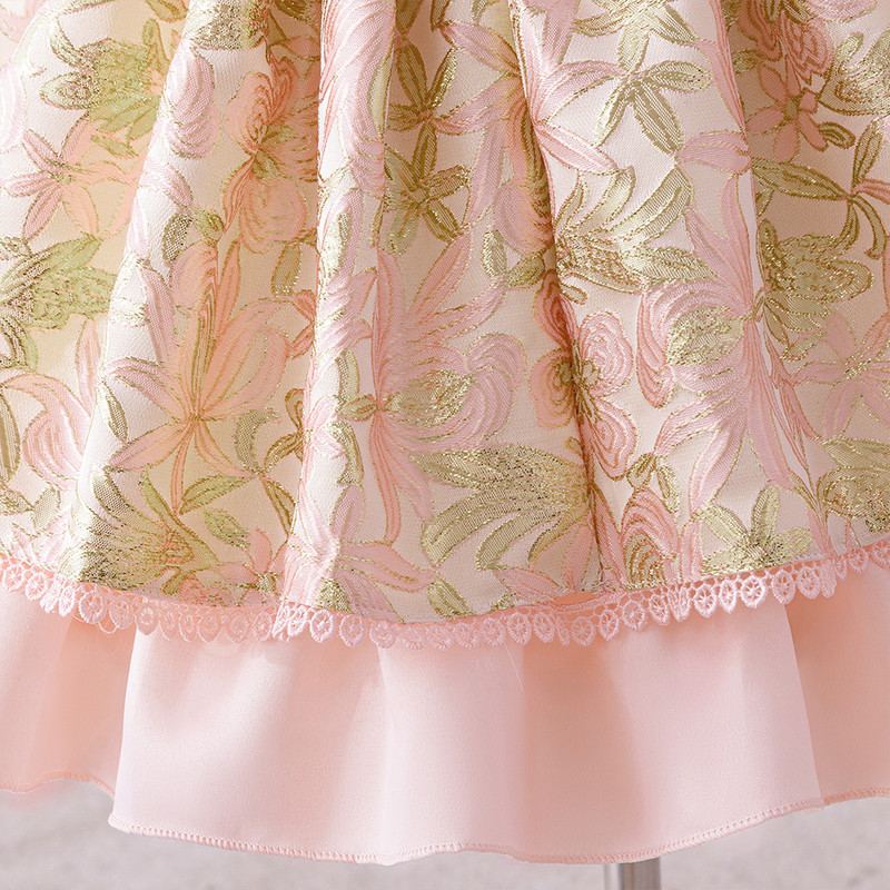 Pink Floral Lolita Party Dress for Toddler Girls, Fancy Birthday Gown Kids, Baby Carnival Pageant Costume Fashion Dress