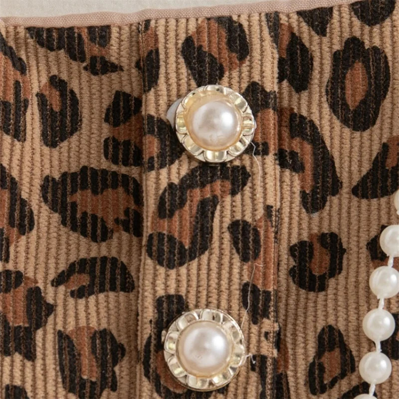 Autumn Spring Newborn Baby Girl Leopard Print Pretend Two Piece Princess Dress Long Sleeve with Ruffles