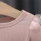 Fashion Autumn Spring Toddler Baby Dress Round Neck Knit Long Sleeve with Flower Embroidery Casual Pink Baby Dress