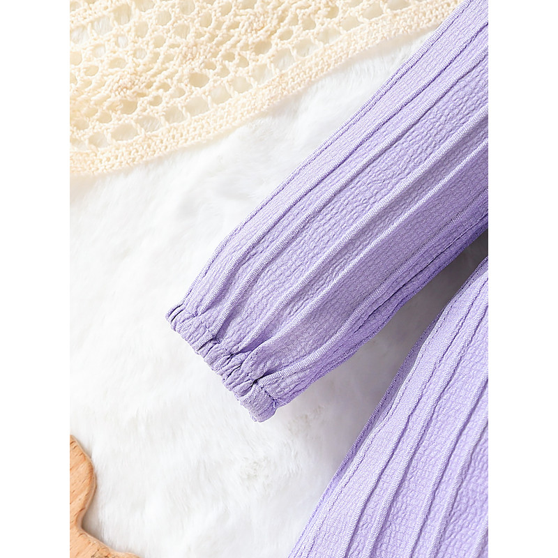 Autumn Baby Girl Long Sleeved Purple Ruffled Butterfly Dress 2Pcs Set With Headband Cute Female Bab 3