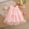 Summer Wedding Party Dress for Baby Floral Decoration Sleeveless Mesh Dress Korean Style Pink Princess Baby Girl Gown