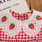 Red Strawberry Embroidered Korean Style Toddler Dress Sleeveless Check Pattern Baby Girl Casual Outdoor Dress