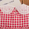 Red Strawberry Embroidered Korean Style Toddler Dress Sleeveless Check Pattern Baby Girl Casual Outdoor Dress