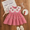 Red Strawberry Embroidered Korean Style Toddler Dress Sleeveless Check Pattern Baby Girl Casual Outdoor Dress