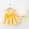 2Piece Summer Toddler Girl Clothes Set Cute Bow Plaid Sleeveless Cotton Princess Dress with Sunhat Beach Outfit Newborn