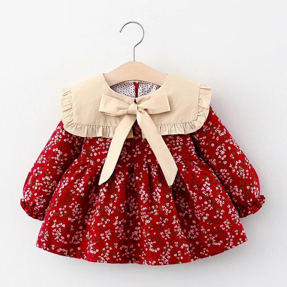 Girls Long Sleeved Printed Dress for Children Spring and Autumn Clothing, Children Princess Dress Baby Dress Soft