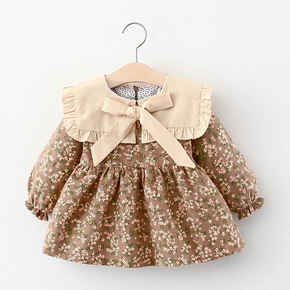 Girls Long Sleeved Printed Dress for Children Spring and Autumn Clothing, Children Princess Dress Baby Dress Soft