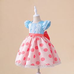 fluffy pleated summer gown infant costume, baby girl dot princess party dress for 1st birthday baptism toddler dress