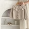Girl Baby Fashion Ruffle Collar Knitted Coat Small Cardigan Sweater Top for Spring and Autumn Infants