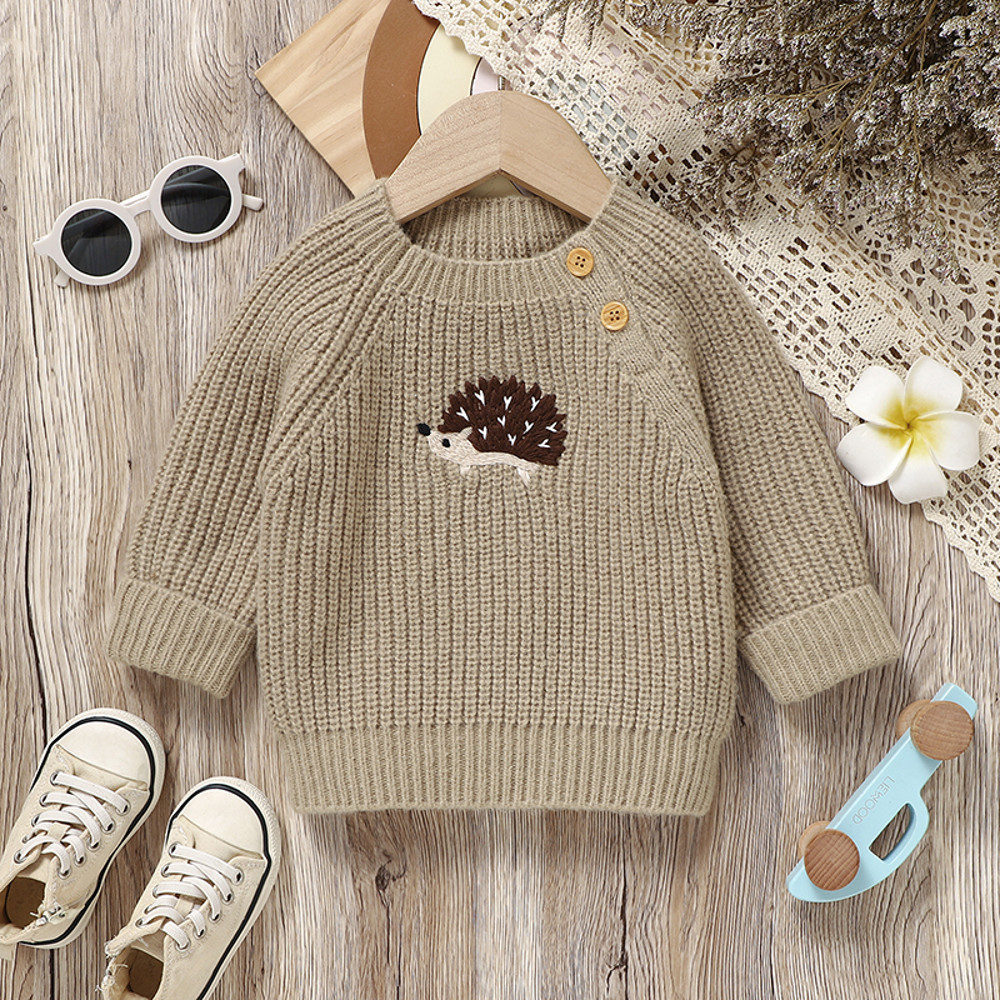 Cute Cartoon Hedgehog Knitted Baby Sweater Pullover Long Sleeve Autumn Infant Children Clothing For 2