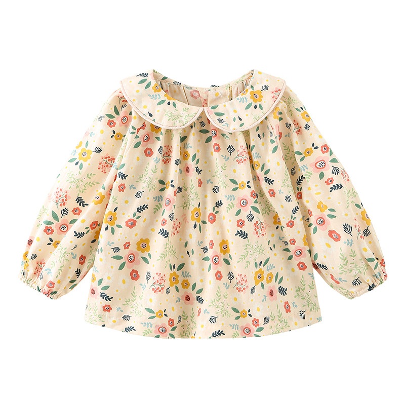 Adorable Floral Girls Shirt Spring Long Sleeve Petal Collar Blouse Clothes Infant Kids Tops Children Jackets Outwear