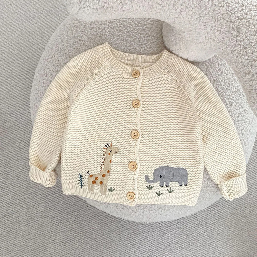 Newborn Kid Autumn Winter Knitwear Outfit Coat Cardigan Sweater Animal Print Baby Boy Girl Clothes  0