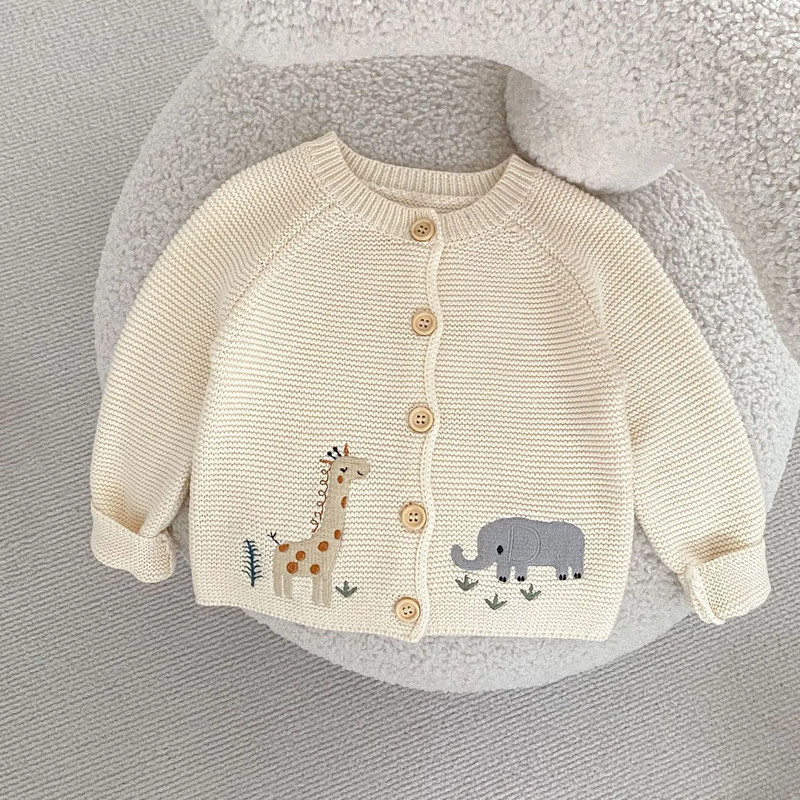 Newborn Kid Autumn Winter Knitwear Outfit Coat Cardigan Sweater Animal Print Baby Boy Girl Clothes  0