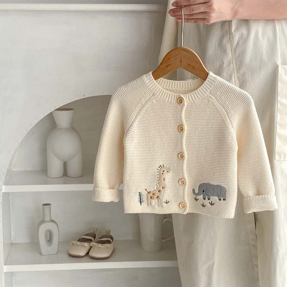 Newborn Kid Autumn Winter Knitwear Outfit Coat Cardigan Sweater Animal Print Baby Boy Girl Clothes  2