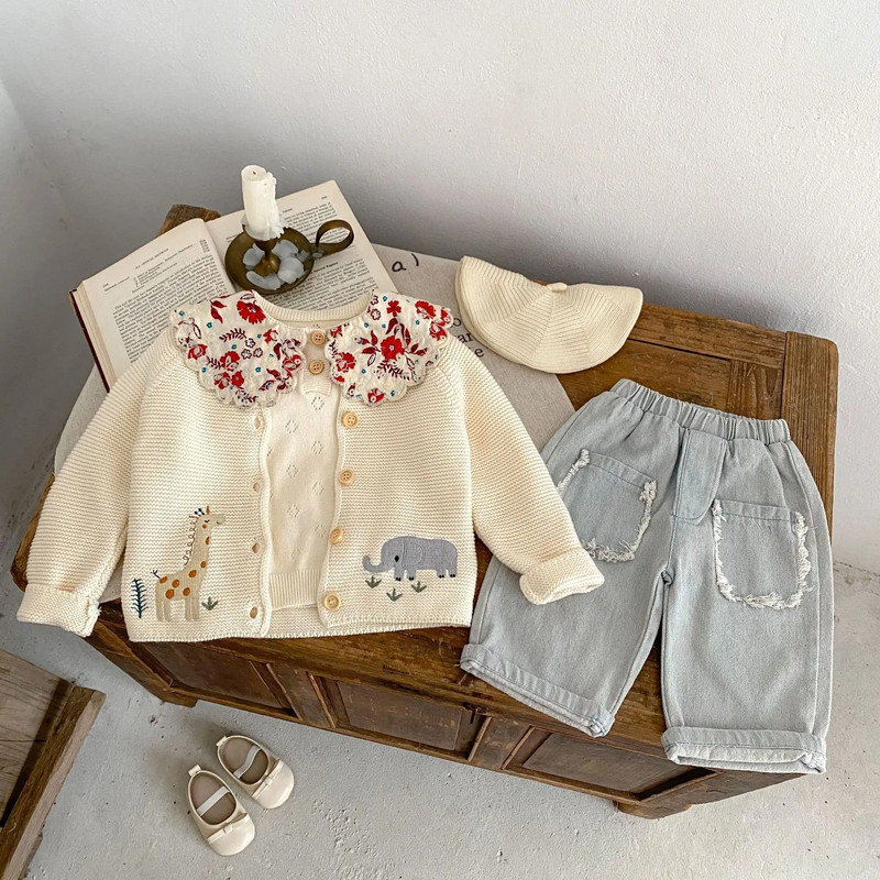 Newborn Kid Autumn Winter Knitwear Outfit Coat Cardigan Sweater Animal Print Baby Boy Girl Clothes  3