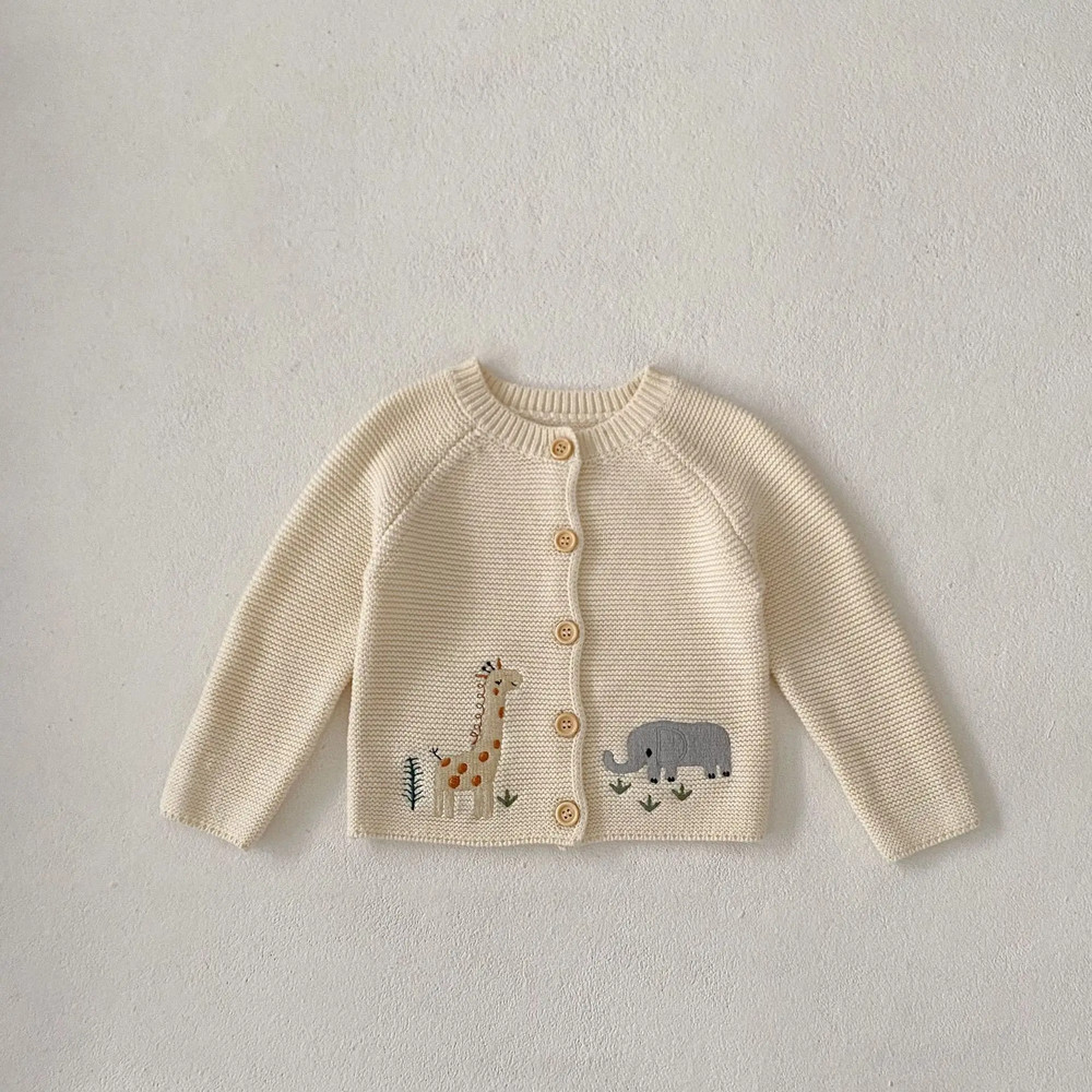 Newborn Kid Autumn Winter Knitwear Outfit Coat Cardigan Sweater Animal Print Baby Boy Girl Clothes  5