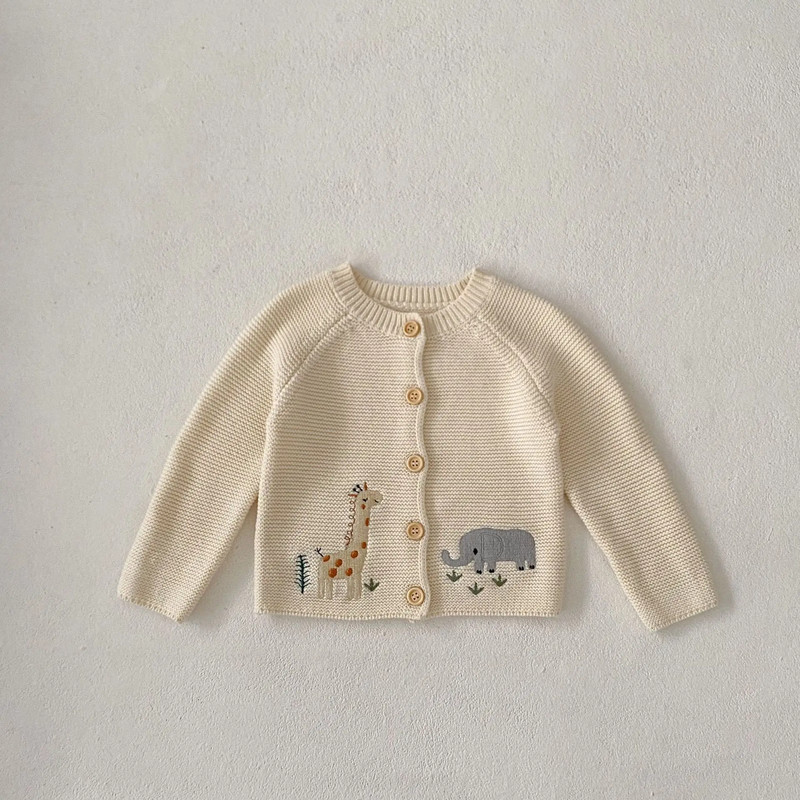 Newborn Kid Autumn Winter Knitwear Outfit Coat Cardigan Sweater Animal Print Baby Boy Girl Clothes  5
