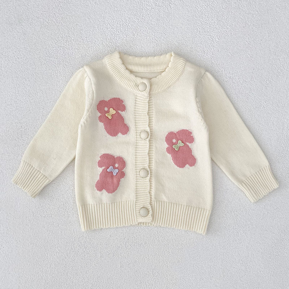 Soft Cotton Infant Jacket 0-2Y Autumn Winter Baby Knit Cardigan, Korean Style Cute Rabbit Toddler Sweater, Kids Fashion