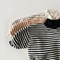 Baby Girls Striped Tops Autumn Winter Thick Warm High Neck Sweatshirt Cotton Clothes for Toddler Boys Tees Cozy