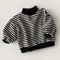 Baby Girls Striped Tops Autumn Winter Thick Warm High Neck Sweatshirt Cotton Clothes for Toddler Boys Tees Cozy