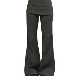 botvotee fake two piece plus size wide leg jeans women new y2k streetwear, high waisted flare denim pants fashion