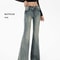 Autumn Winter Gyaru Denim Flare Pants For Women Bootcut Jean Y2K Harajuku Baggy Stacked Low Rise Be 1