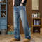 Streetwear Blue Flared Jeans Men Bootcut Denim Pants Full Length Bell-bottom Trousers American Style Male Fashion Fit