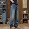 Streetwear Blue Flared Jeans Men Bootcut Denim Pants Full Length Bell-bottom Trousers American Style Male Fashion Fit