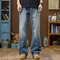 Streetwear Blue Flared Jeans Men Bootcut Denim Pants Full Length Bell-bottom Trousers American Style Male Fashion Fit