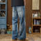 Streetwear Blue Flared Jeans Men Bootcut Denim Pants Full Length Bell-bottom Trousers American Style Male Fashion Fit