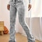 Gray Low Rise Slim Fit Bootcut Jeans Fashion Women, Y2K Style Snow Wash Denim Pants, Elegant Streetwear Look