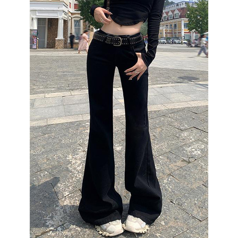 High Quality Korean Low Rise Bell Bottom Jeans Winter Women Simple Flared Pants Y2K Cowboy Skinny D 4