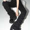 Stacked Flare Jeans Women Black Trousers With Solid Stretch High Rise Boot Cut Pants In Goth Retro  1