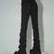 Stacked Flare Jeans Women Black Trousers With Solid Stretch High Rise Boot Cut Pants In Goth Retro  4