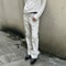 White Gray High Street Stripe Coating Men Washed Denim Flare Jeans Vintage Bootcut Y2K Slim Fit Casual Fashion