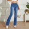 High Street Low Rise Jeans Blue Women, Bootcut Pockets Jeans for Streetwear, Low Waist Wide Leg Pants
