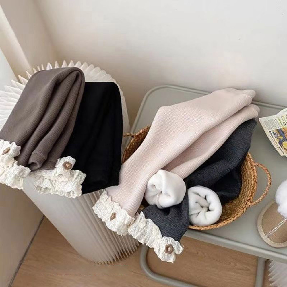 Cute Baby Girls Thermal Leggings Spring Autumn Winter Lace Flower Skinny Pants Simplicity Tight Tro 2