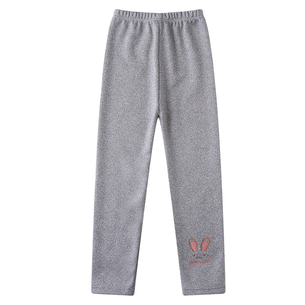 Cute Fond Rabbit Girls Leggings Autumn Winter Thick Warm Plus Soft Lined Children Kids Baby Bottom Pants