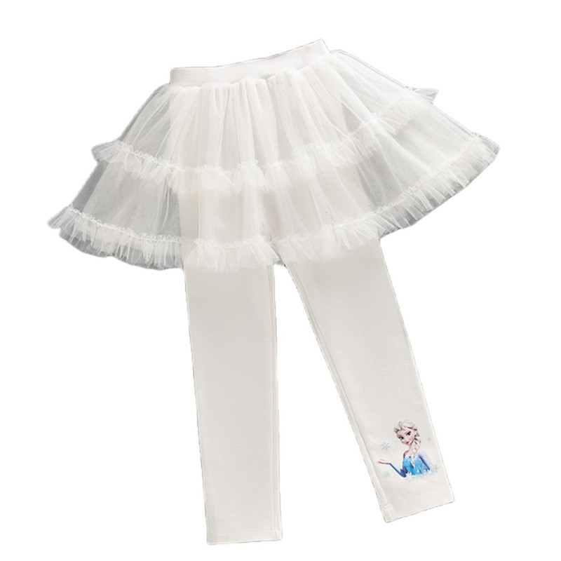 Elsa Design Frozen Girl Legging Kids Tulle Pants Children White Pink Blue Trousers Baby, Sparkle Princess Clothes