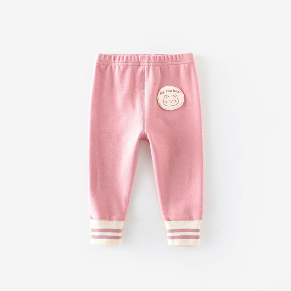 Cartoon Bear Cat Baby Girls Casual Pants Autumn Kid Patch Leggings 9M-5T, Loose Korean Stripe Trousers Everyday Wear