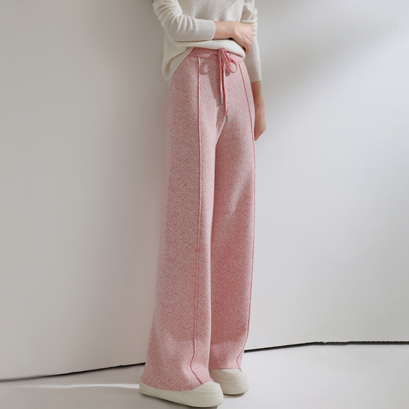 Autumn Winter Women Pants Basic Soft Casual Sashes Trousers Merino Wool Knitwear Stylish Korean Popular Pants