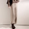 Wool Autumn Winter Women Pants Basic Soft Casual Sashes Trousers Korean Popular Pants Comfortable Chic