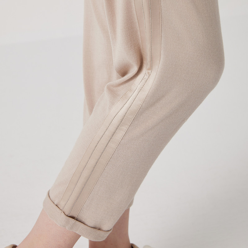 High Quality Silk Blend Merino Wool Long Trousers For Women Luxury 30 Silk 70 Wool Pants Soft Feel  2