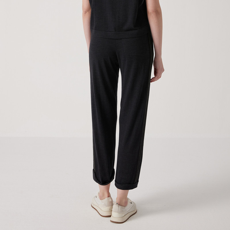 High Quality Silk Blend Merino Wool Long Trousers For Women Luxury 30 Silk 70 Wool Pants Soft Feel  4