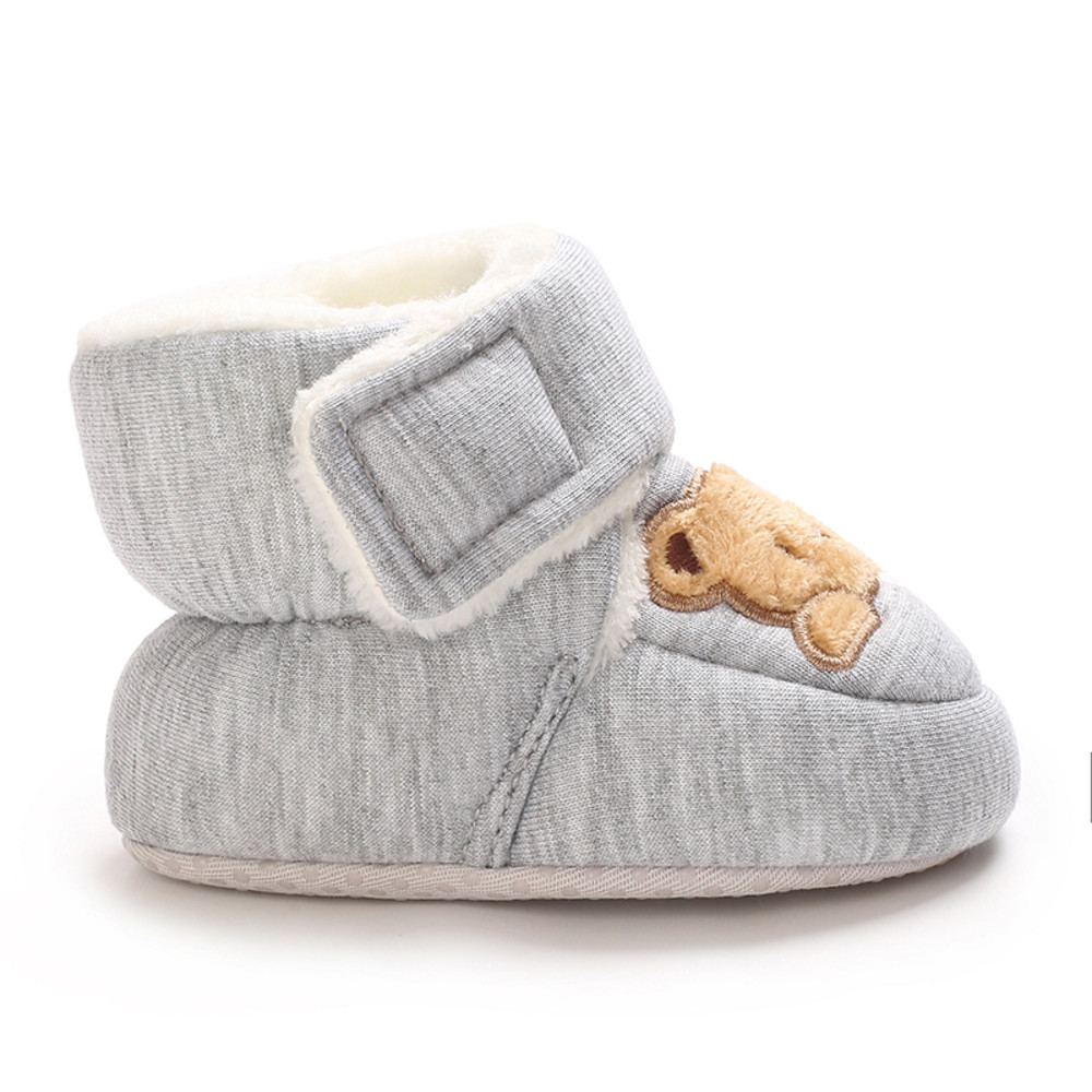 Solid Color Snow Boots Soft Cloth Sole Walking Shoes for 0-1 Year Old Babyboys Girls Casual Fashion Autumn Winter